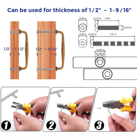 5 Pack 5 Inch Antique Brass Kitchen Cabinet Handles Solid Zinc Alloy Cabinet Pulls installation guide and screw details