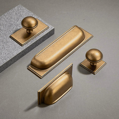 10 Pack Antique Brass Cabinet Cup Pulls 5 Inch 128mm Durable Zinc Alloy Cabinet Handles Drawer Pulls displayed on a surface
