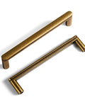 Antique Brass Cabinet Pulls Set Of 6, 5 Inch Center To Center, Minimalist Vintage Drawer Handles for Modern and Classic Furniture