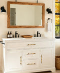 Bathroom vanity with antique brass cabinet pulls, 10-pack, 6.02 inch length, 3.78 inch hole spacing, brushed matte gold, classic style.
