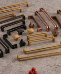 Collection of cabinet pulls including Antique Brass 5 Inch Hole Center Heavy Duty Solid Cabinet Pulls Square Kitchen Drawer Handles Six Pack