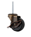 Antique Brass Casters Wheels Set 2 Inch With Brake Rubber Stem Casters For Vintage Furniture Replacement 5/16 By 1-1/2 Inch Stem
