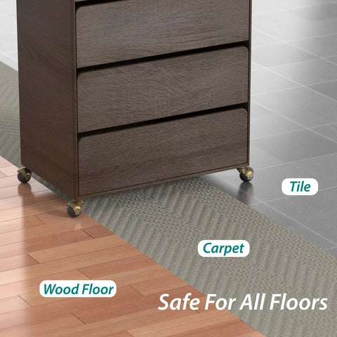 Furniture with 2 Inch Antique Brass Ball Casters Without Brake Vintage Swivel Plate Caster Wheels on wood, carpet, and tile floors.