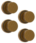 4 Pack Antique Brass Privacy Door Knobs With Lock For Bedroom Or Bathroom, vintage interior door handles shown in brass finish.