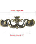 Antique Brass Drop Bail Drawer Pulls Six Pack With Two And A Half Inch Hole Centers featuring decorative vintage design for furniture.