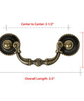 6 Pack Antique Brass Drawer Pulls With 2-1/2 Inch Hole Centers (64mm) And 3.5 Inch Overall Length For Dresser, Closet, And Cupboard Furniture Restoration In Rustic Vintage Style For Traditional Farmhouse Decor
