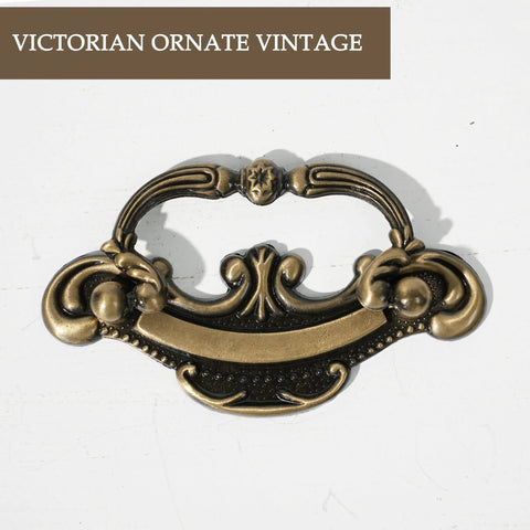Antique Brass Drawer Pulls 8 Pack With 2-1/2 Inch Hole Centers 64mm 94mm Overall Length Zinc Alloy Victorian Style Handle