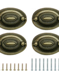 4 Pack Antique Brass Bail Drawer Pulls Oval Drop Swing Handles For Dresser Cabinet Furniture Hardware Includes Two Screw Options 81 By 57 Millimeter Overall Size With 57 Millimeter Center To Center shown with screws