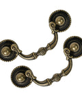 6 Pack Antique Brass Drawer Pulls With 2-1/2 Inch Hole Centers (64mm) And 3.5 Inch Overall Length For Dresser Close-up