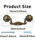 Dimensions of Vintage Drop Bail Pull Handles Two Pack with 76mm Center Holes Zinc Alloy Cabinet Hardware in Antique Brass