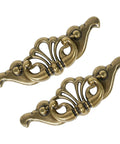 Antique Brass Bail Drawer Pulls 4 Pack With 3-3/8 Inch Hole Centers 85mm Vintage Cabinet Handles with leaf scroll design