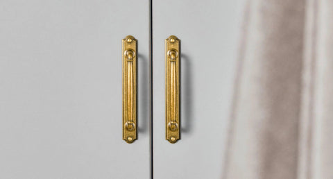 Antique Brass Drawer Pulls With Backplate Center To Center Five Point Zero Four Inches Zinc Alloy Cabinet Hardware on cabinet doors