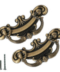 Antique Brass Drawer Pulls 8 Pack With 2-1/2 Inch Hole Centers 64mm 94mm Overall Length Zinc Alloy Decorative Furniture Hardware