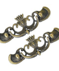 Antique Brass Drop Bail Drawer Pulls Six Pack With Two And A Half Inch Hole Centers for vintage DIY furniture restoration projects.