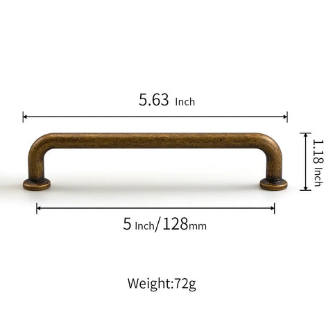 Six Pack Antique Brass Kitchen Cabinet Pulls 5 Inch Center Hole Solid Zinc Alloy Vintage Bronze Dresser Drawer Handle