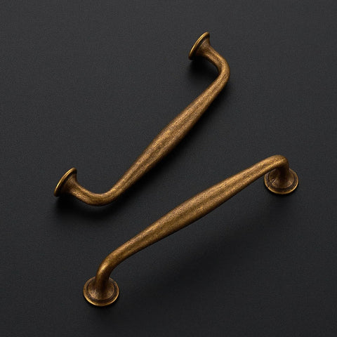 5 Pack 5 Inch Antique Brass Kitchen Cabinet Handles Solid Zinc Alloy Cabinet Pulls for Cupboards and Drawers displayed on black surface