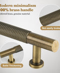 Antique Solid Brass Cabinet Handles 5 Pack Knurled 6-1/4 Inch Dresser Drawer Pulls with knurled finish and solid thickening