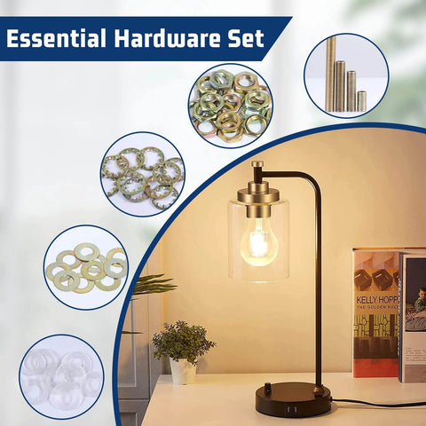 Antique Brass Lamp Repair Hardware Kit 60 Piece Set Pipe Nipples Lock Nuts Washers For Lamp Assembly DIY Home Projects image