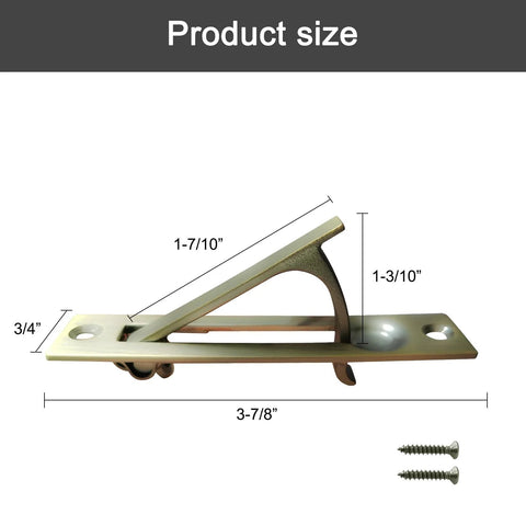 Pocket Door Edge Pull In Antique Brass For Hidden Edge Access And Easy Operation with screws, 3-7/8 in long, 3/4 in wide.
