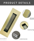 Recessed Finger Flush Pulls With Edge Pull In Antique Brass, 4.72 Inch Sliding Closet Door Handles with brushed stainless steel surface