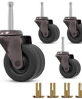 Brass Stem Casters With 2 Inch Rubber Wheels For Furniture Set Of Four Smooth Mobility Prevents Floor Scratches Durable Antique Style