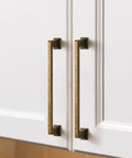 Antique Brass Square Cabinet Pulls 5 Inch Center To Center 128mm Hole on white kitchen cabinets, retro style, zinc alloy material
