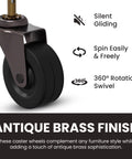 Brass Stem Casters With 2 Inch Rubber Wheels For Furniture Set Of Four Smooth Mobility Prevents Floor Scratches Durable