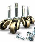 Set of 4 1 Inch Swivel Stem Ball Caster Wheels Zinc Alloy Antique Brass with Socket Mount 353 lb Capacity for Furniture