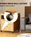 4 Pack Ball Caster Wheels Set 1.5 Inch Brass Plate Swivel Casters With Screws installed on wood cabinet