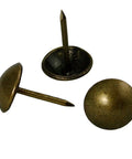 Antique brass upholstery tacks secure fabric, leather, and trim to wood frames and panels with a durable, decorative finish.