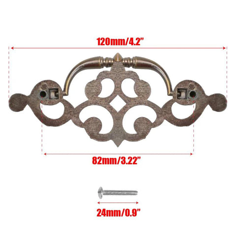 4 Pack 3.25 Inch Center To Center Antique Bronze Bail Drawer Pulls Drop Swing Handles shown with 82 mm hole center
