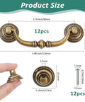 Set Of Six Vintage Bail Pull Handles In Antique Bronze Alloy For Cabinets And Drawers 4 Inch Hole Center product size dimensions