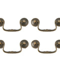 Four 3.6 Inch Vintage Bail Pull Handles Antique Bronze Furniture Hardware Set For Cabinets And Drawers Center To Center Drop Pulls