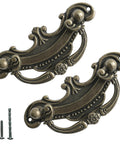 8 Pack Antique Bronze Baroque Style Drop Bail Drawer Pulls With 2 Inch Hole Centers for Dresser in Durable Zinc Alloy