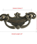 8 Pack Antique Bronze Baroque Style Drop Bail Drawer Pulls With 2 Inch Hole Centers, 2.9 Inch Length, Zinc Alloy for Furniture Restoration