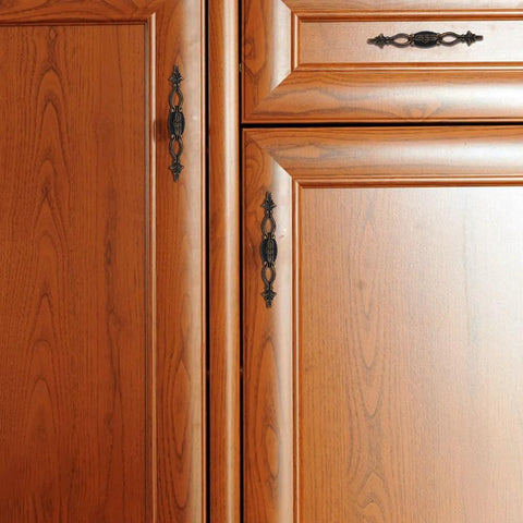 Vintage Style Alloy Cabinet Handles With Plate Six Point Three Inch Long 160mm 22mm Wide Durable Brushed Finish on kitchen cabinet