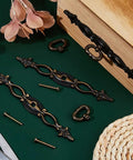 Vintage Style Alloy Cabinet Handles With Plate Six Point Three Inch Long 160mm 22mm Wide Durable Brushed Finish Nordic Simple Furniture Knobs And Pulls For Kitchen Cabinets Cupboards Closets Ideal For Modern Rustic Decor Set Of 4 displayed on green background with screws and decorative elements