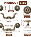 Antique Bronze Cabinet Hardware Set 12 Pc Includes 6 3 Inch Bail Handle Drop Pulls And 6 1.33 Inch Vintage Flower Shape Knobs With Screws