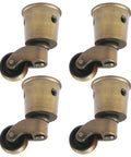 4 Pcs Vintage Furniture Casters In Antique Bronze Cup Shaped Chair Caster Wheels For Furniture Legs Heavy Duty Zinc Alloy Swivel Rollers