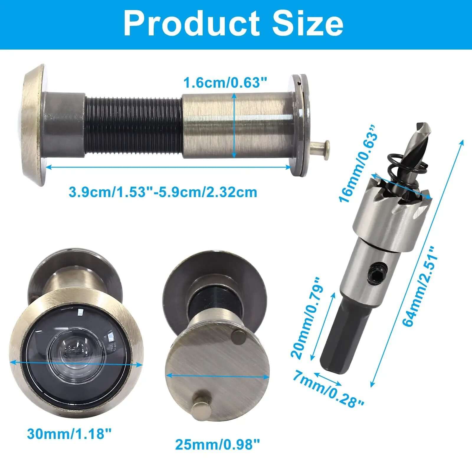 1613◆保留中 Antique Bronze Door Viewer Peephole Solid & Durable ✓