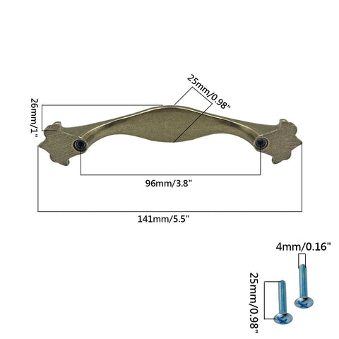 Antique Bronze Drawer Pulls With Stained Glass Window Pattern For Furniture, 141mm total length, 3.8 inch hole center, with screws