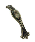 Antique Bronze Drawer Pulls With Stained Glass Window Pattern For Furniture, Zinc Alloy Cabinet Handles, side view, ornate design