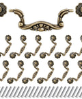 Antique Bronze Drawer Pulls Set With Screws Rustic Vintage Drop Handles, 12-Pack, 4-Inch Length, 3-Inch Hole Spacing, 26mm Base Width.
