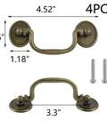 Antique Bronze Drop Drawer Pulls Set Of 4 With Screws Vintage Zinc Alloy Cabinet Handles For Furniture And Doors 4.52 Inch