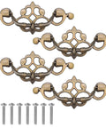 4 Pack 3.25 Inch Center To Center Antique Bronze Bail Drawer Pulls Drop Swing Handles with screws, vintage style
