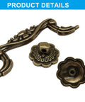 6 Pieces Vintage Drop Pulls Antique Bronze Drawer Pull Handles Bail Handles For Furniture 3.75 Inch Hole Spacing And 4.5 Inch Total Length Zinc Alloy Flower Design Cabinet Hardware displayed on white background