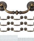 Set Of 10 Antique Drop Bail Pulls With 3.5 Inch Center Hole, Vintage Bronze Shabby Chic Drawer Pulls For Dresser Cupboard Wardrobe Kitchen Door