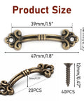 Vintage Mini Drawer Pulls 20 Pack Bronze Knobs Hardware For Jewelry Boxes Cabinets Dressers Chests 1.8 Inch Zinc Alloy