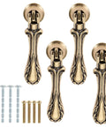 4 Pack Vintage Teardrop Pendant Pulls With Antique Bronze Finish Floral Carving Solid Zinc Alloy Handles With Mounting Screws