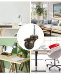 One Point Six Inch Ball Caster Wheels 8 Pack For Furniture Chairs Sofas And Cabinets With Swivel 360 Degree Mounting Stem Socket Five Sixteenth By One And One Half Inch Durable Antique Style Casters Each Wheel Supports Up To Thirty Pounds And Is Suitable shown in home and office settings
